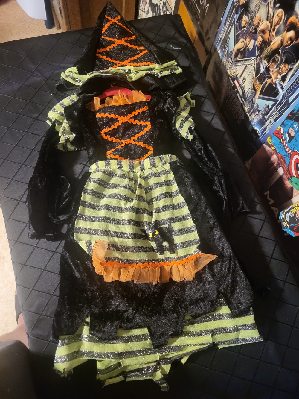 Toddler Black & Lime Green Witch Costume with Orange Accents
